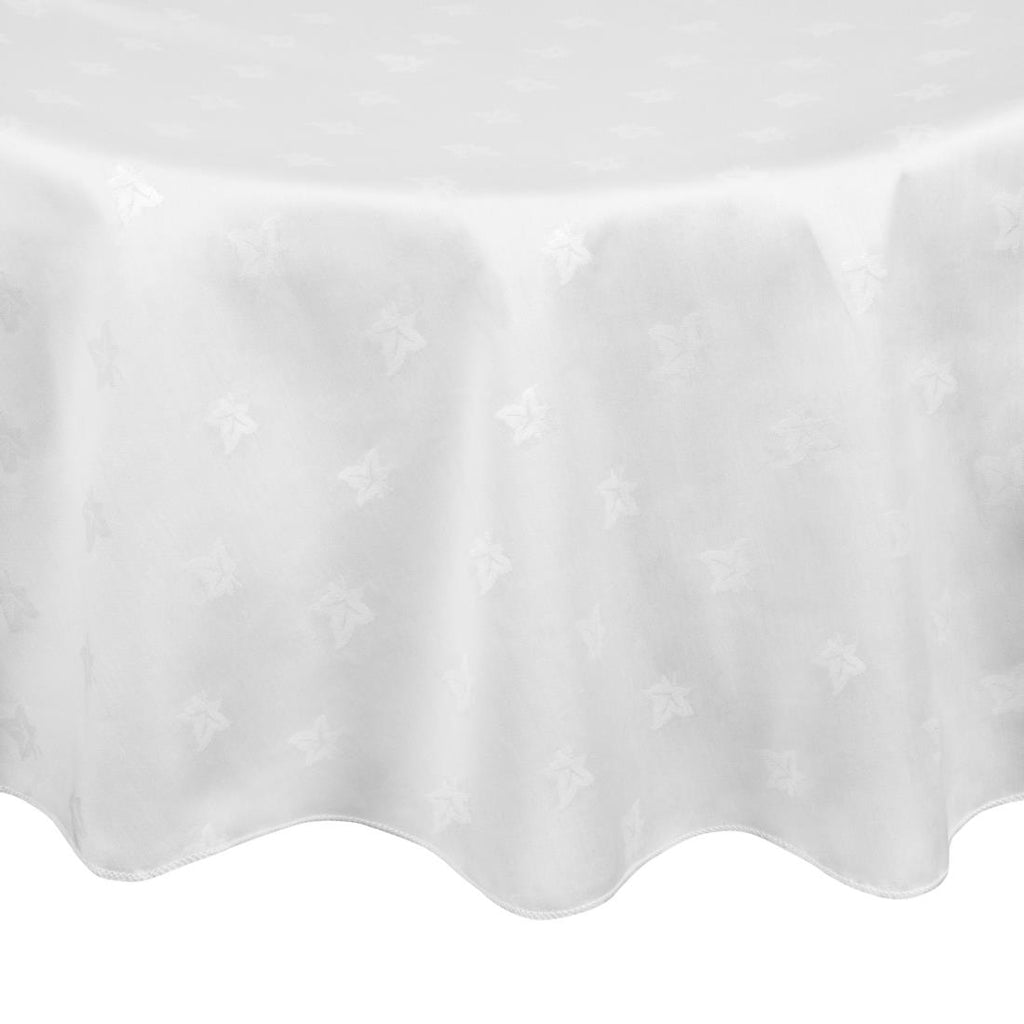 Mitre Luxury Luxor Round Tablecloth White 2300mm GW452