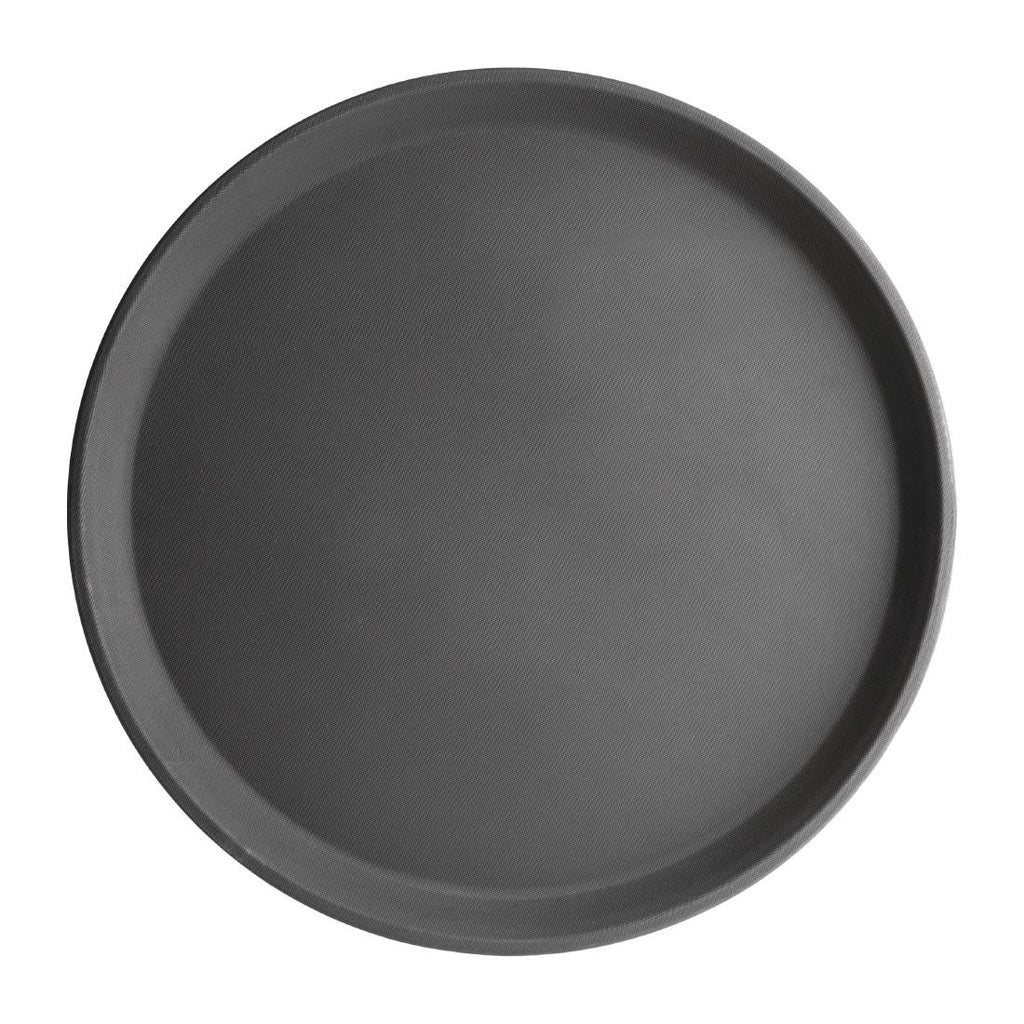 Olympia Kristallon Fibreglass Round Non-Slip Tray Black 356mm J846