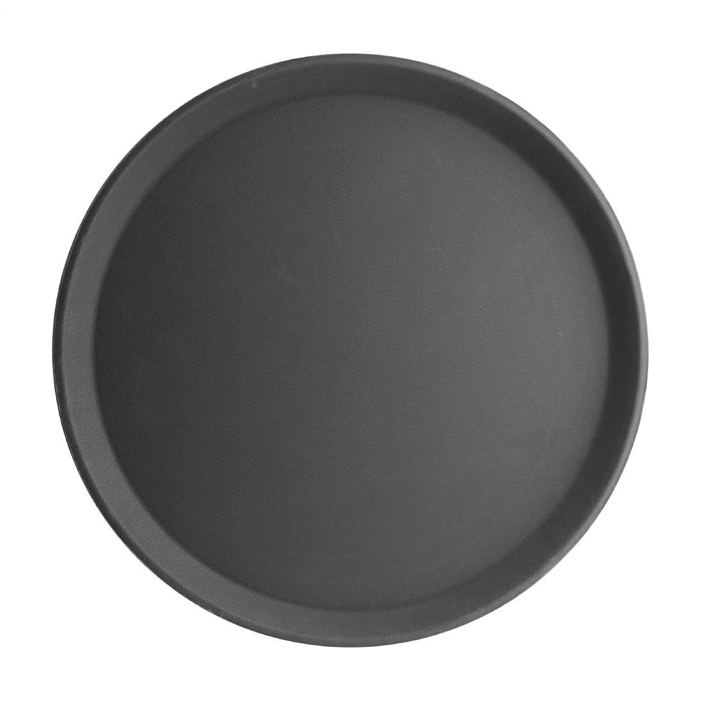 Olympia Kristallon Fibreglass Round Non-Slip Tray Black 406mm J847