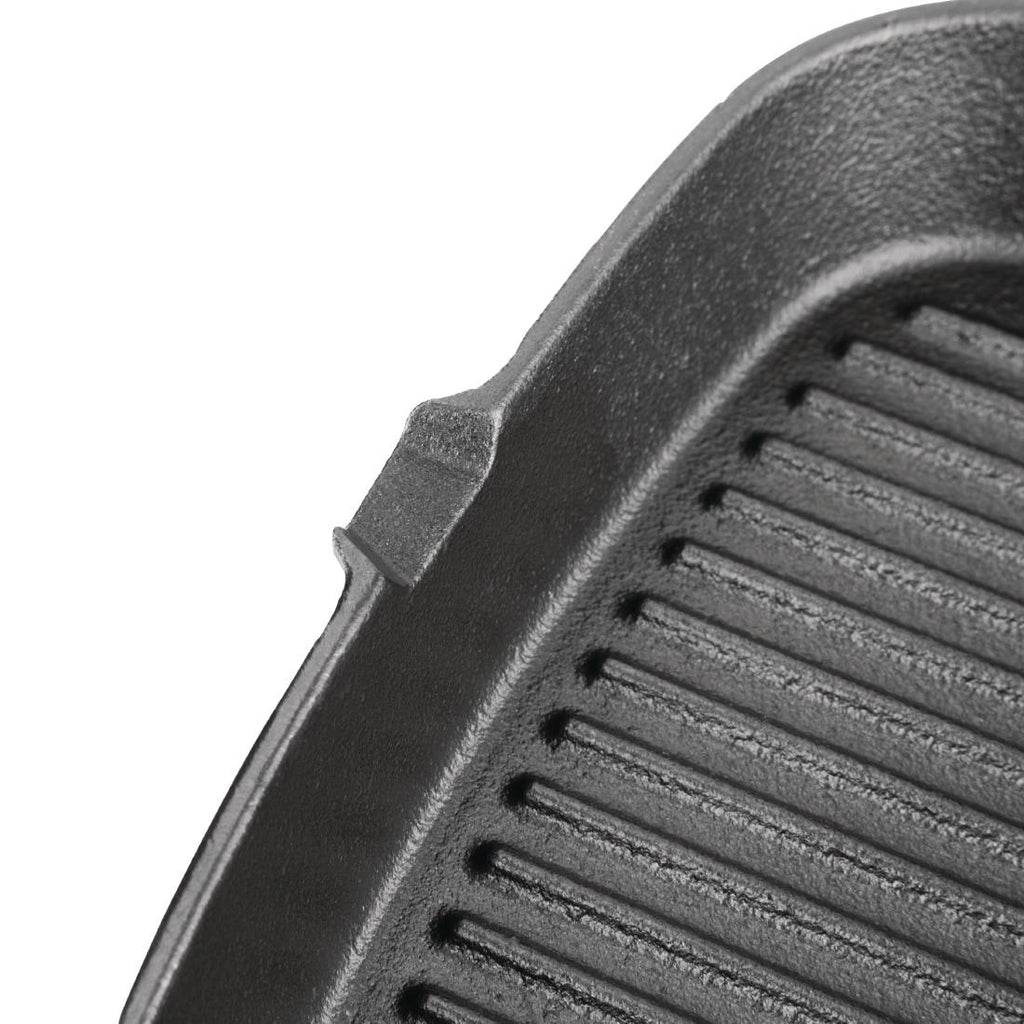 Vogue Square Cast Iron Ribbed Skillet Pan 241mm M653