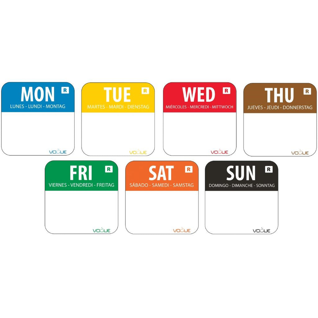 Vogue Removable Day of the Week Labels (Pack of 7000) S151