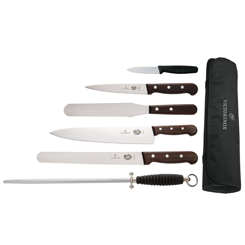 Victorinox 6 Piece Rosewood Knife Set with 20cm Chefs Knife with Wallet S188