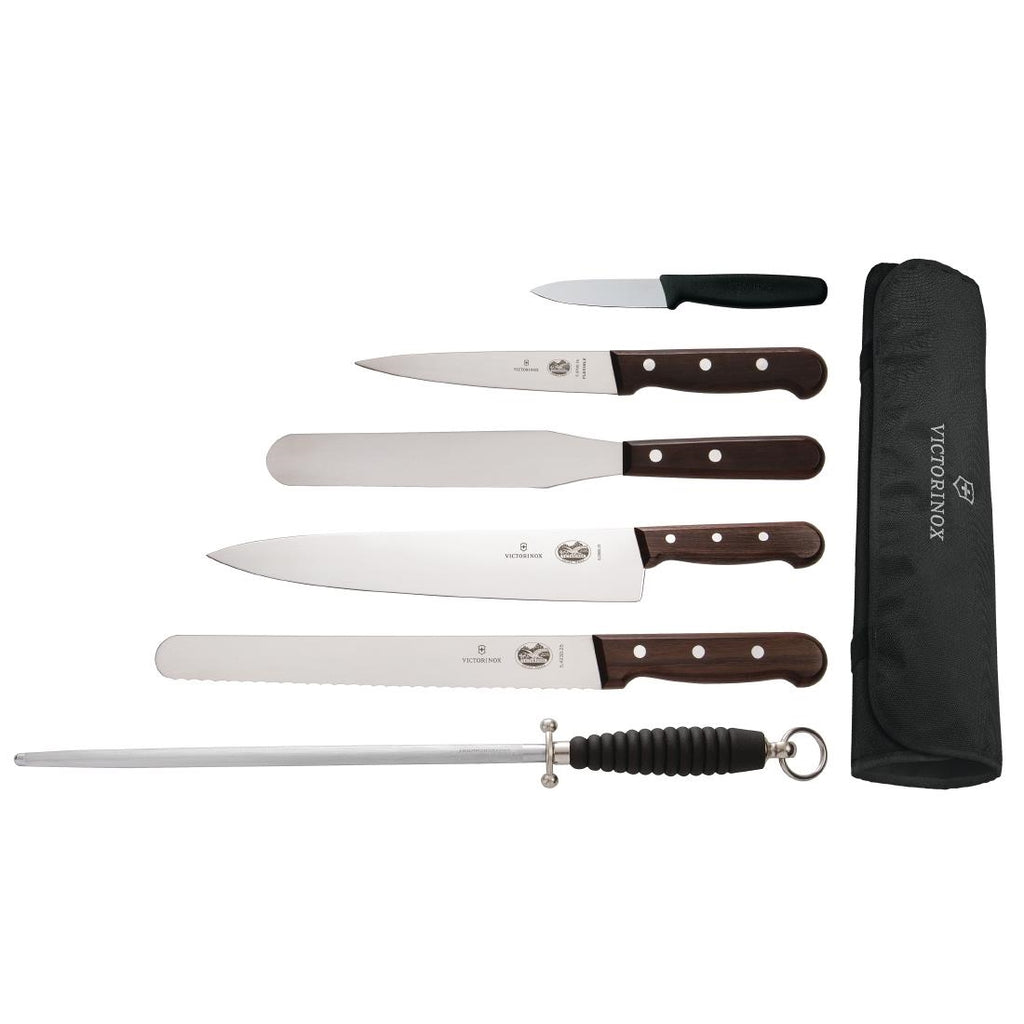 Victorinox 6 Piece Rosewood Knife Set with 25cm Chefs Knife with Wallet S189