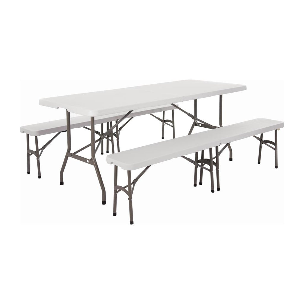 Special Offer Bolero PE Centre Folding Table 6ft with Two Folding Benches SA425