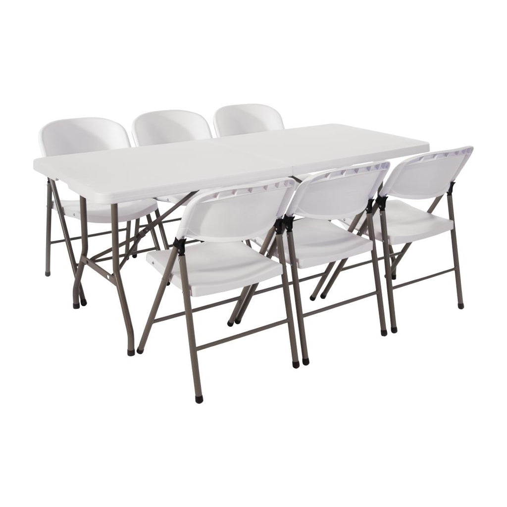 Special Offer Bolero PE Centre Folding Table 6ft with Six Folding Chairs SA426