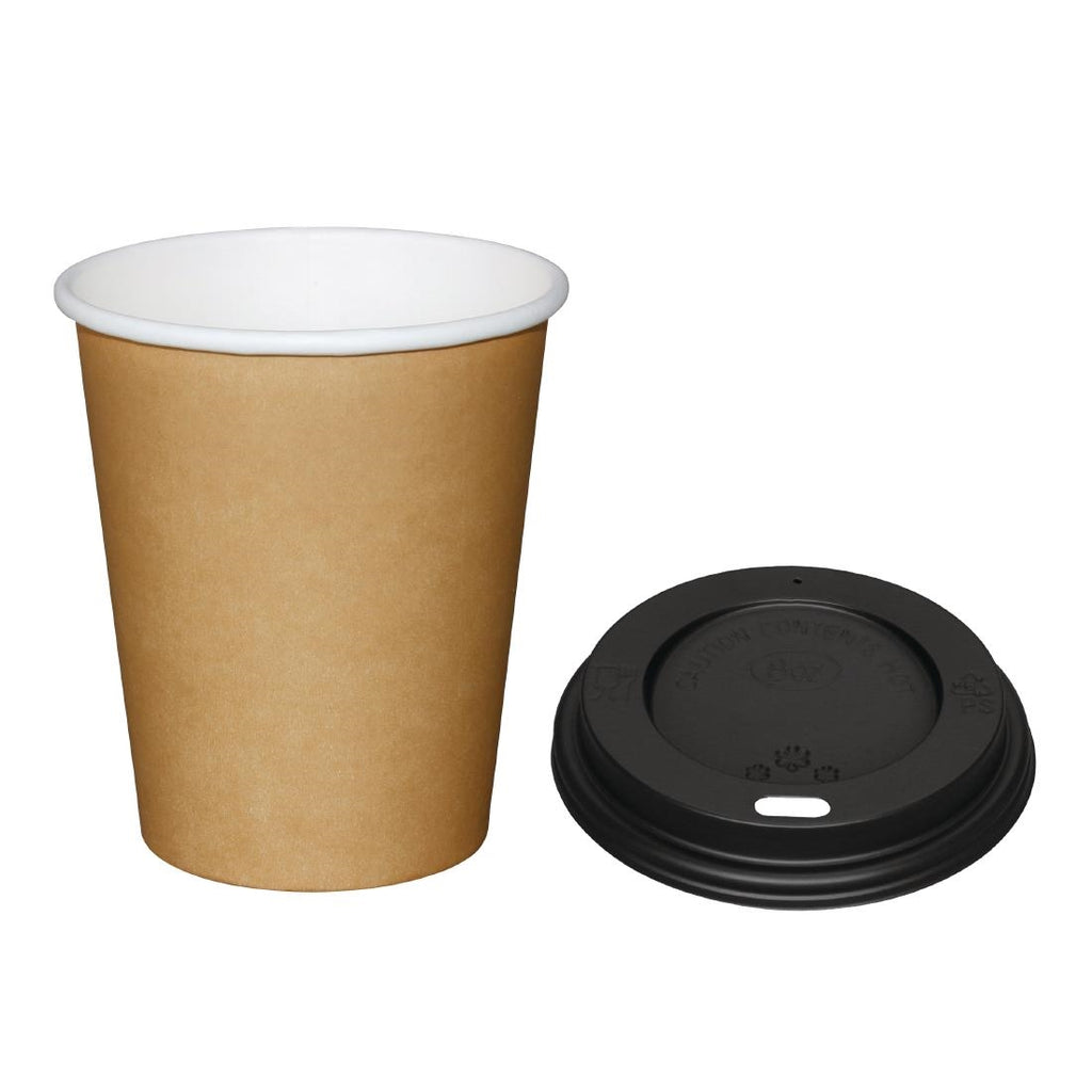 Special Offer Fiesta Recyclable Brown 225ml Hot Cups and Black Lids (Pack of 1000) SA430