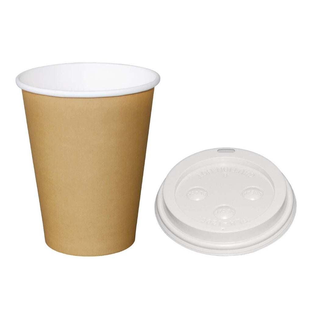 Special Offer Fiesta Recyclable Brown 340ml Hot Cups and White Lids (Pack of 1000) SA437