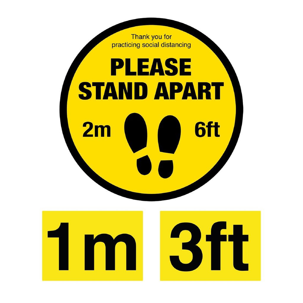 Please Stand Apart Social Distancing 1m and 2m Floor Graphic Bundle 200mm SA560