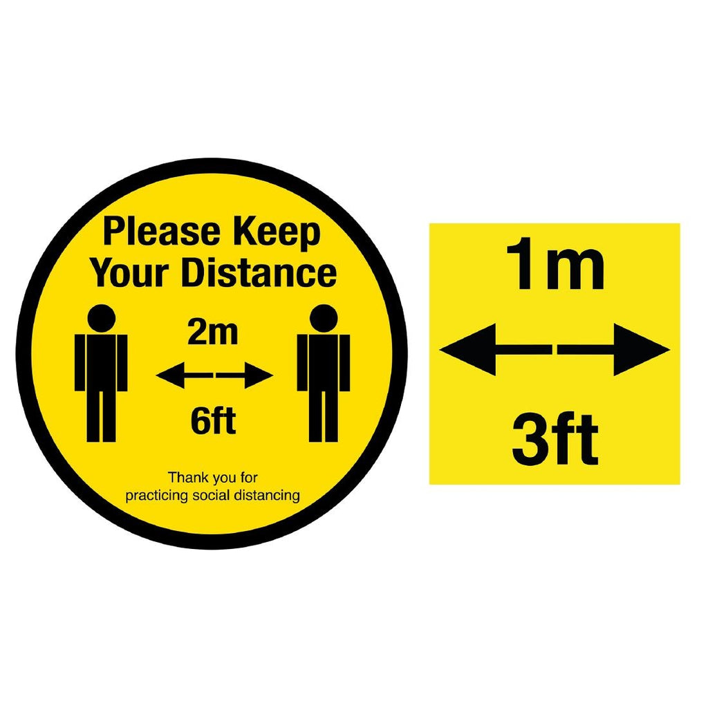 Please Keep Your Distance Social Distancing 1m and 2m Floor Graphic Bundle 200mm SA562