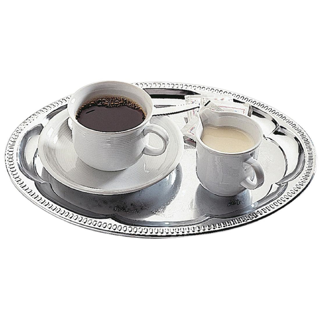 APS Chrome-Plated Stainless Steel Oval Tea Tray 300mm T765
