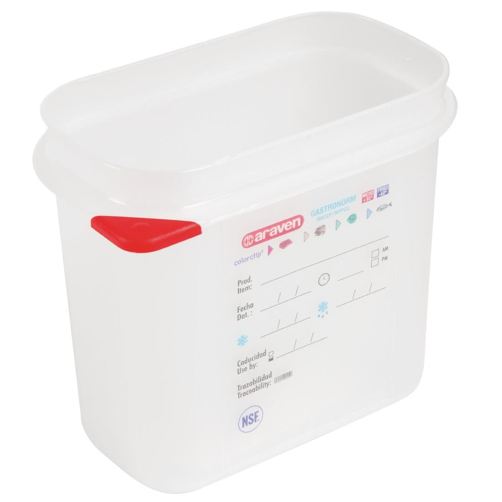 Araven Polypropylene 1/9 Gastronorm Food Storage Container 1.5Ltr (Pack of 4) T983