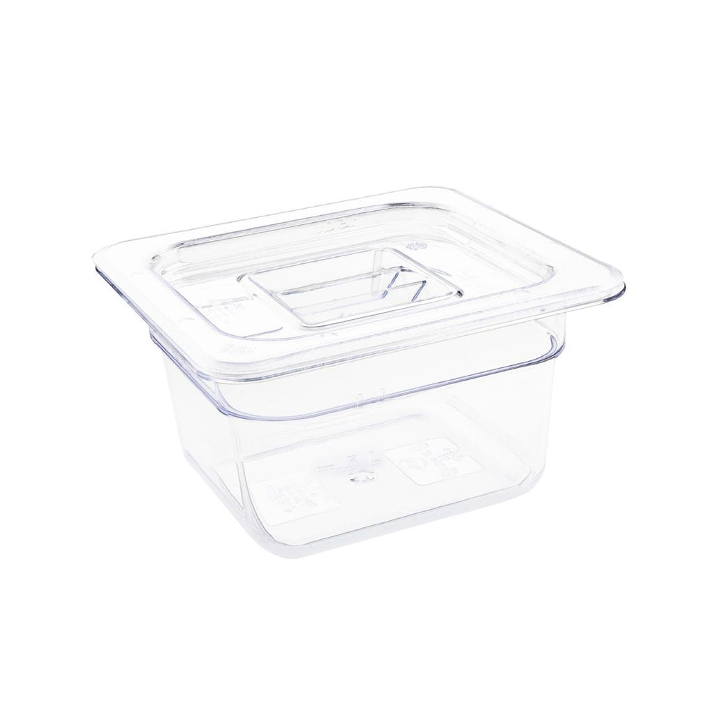 Vogue Polycarbonate 1/6 Gastronorm Container 100mm Clear U240