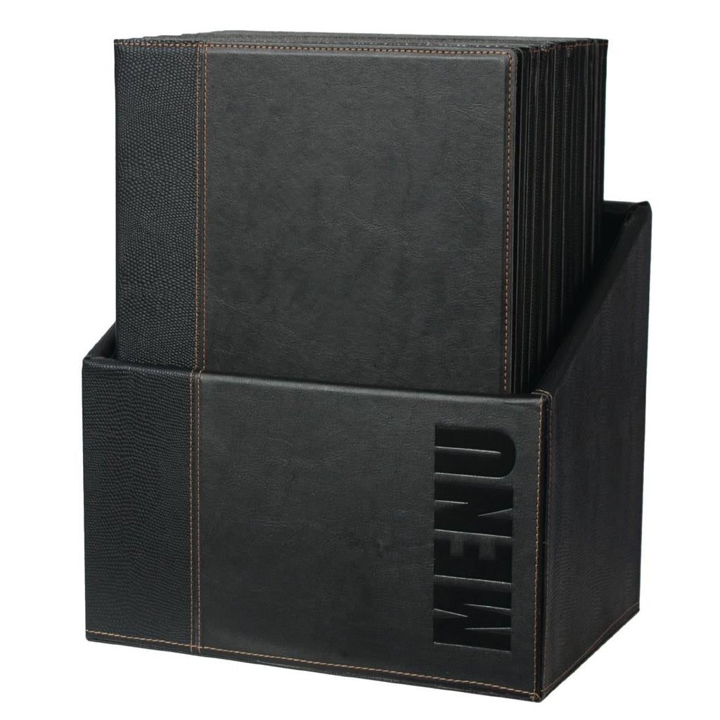 Securit Contemporary Menu Covers and Storage Box A4 Black (Pack of 20) U266