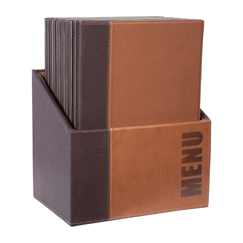 Securit Contemporary Menu Covers and Storage Box A4 Tan (Pack of 20) U268