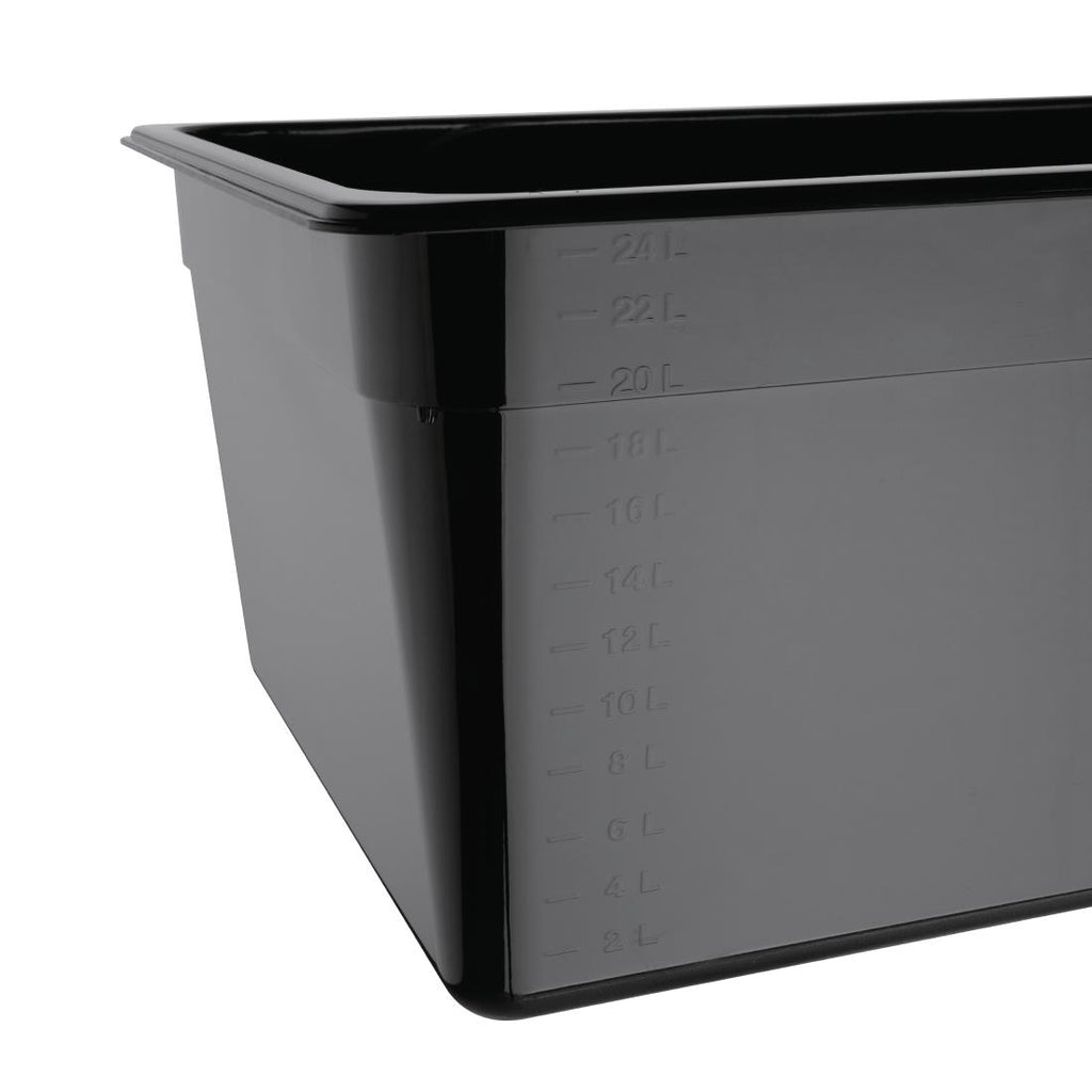 Vogue Polycarbonate 1/1 Gastronorm Container 200mm Black U457