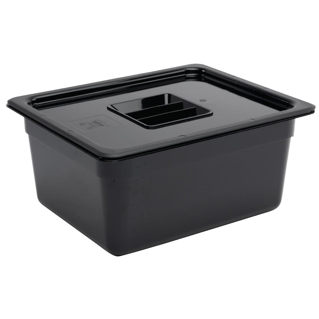 Vogue Polycarbonate 1/2 Gastronorm Container 150mm Black U460