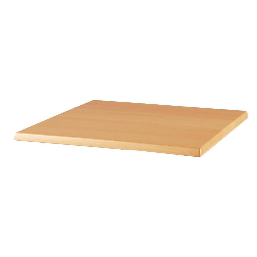 Werzalit Pre-drilled Square Table Top  Planked Beech 700mm U595