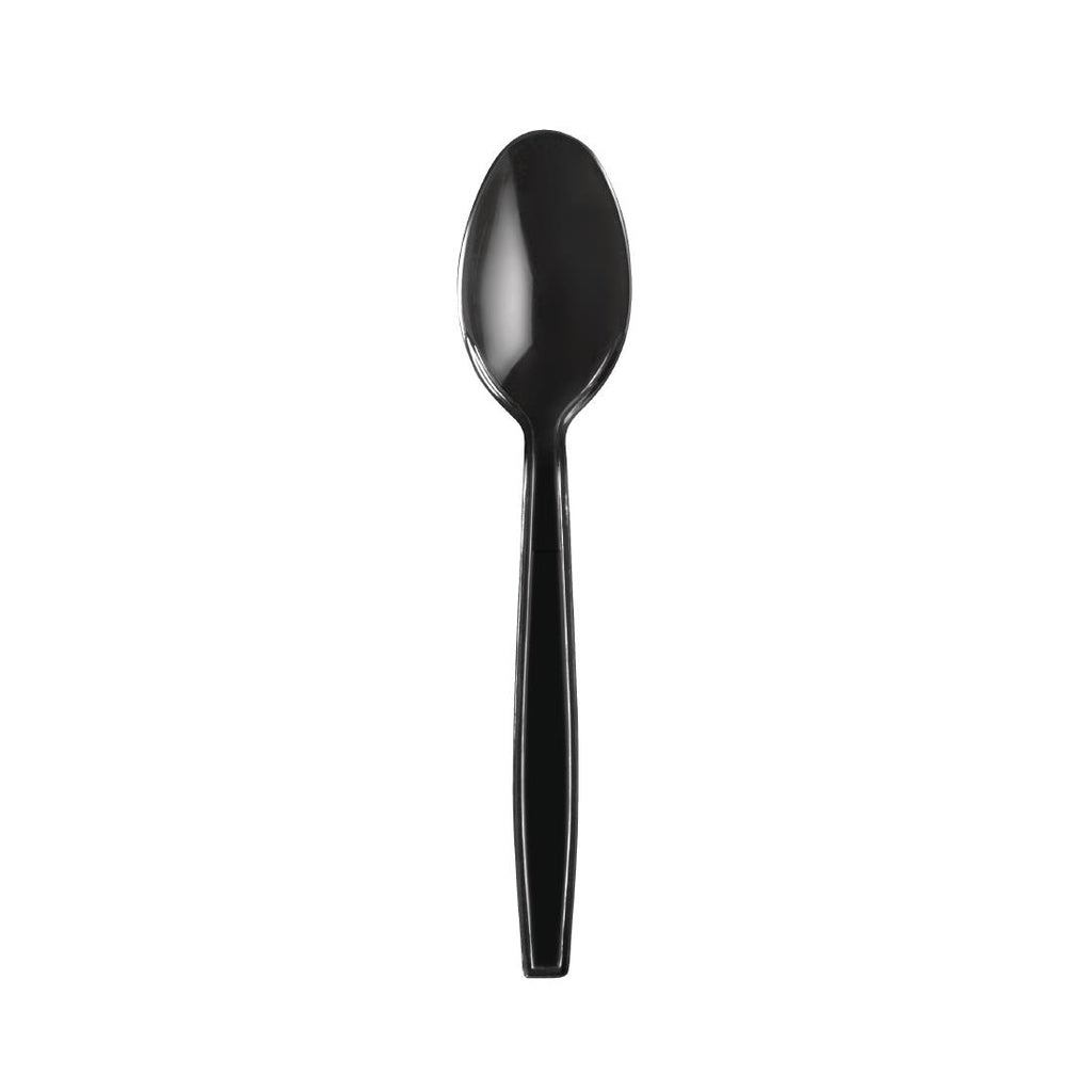 Fiesta Heavy Duty Disposable Plastic Dessert Spoons Black (Pack of 100) U648