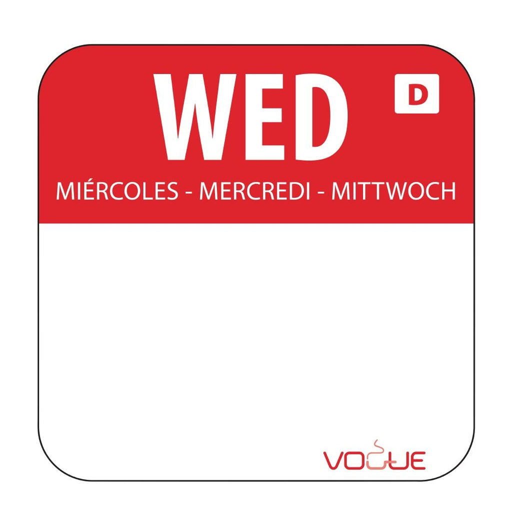 Dissolvable Food Rotation Labels Wednesday (Pack of 1000) U779