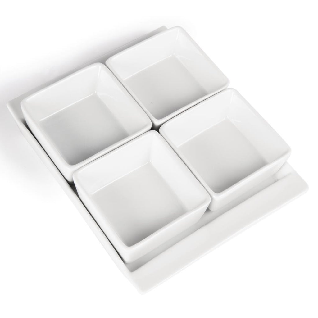 Olympia Whiteware Snack Dishes with Plates 4 Section (Pack of 2) U817