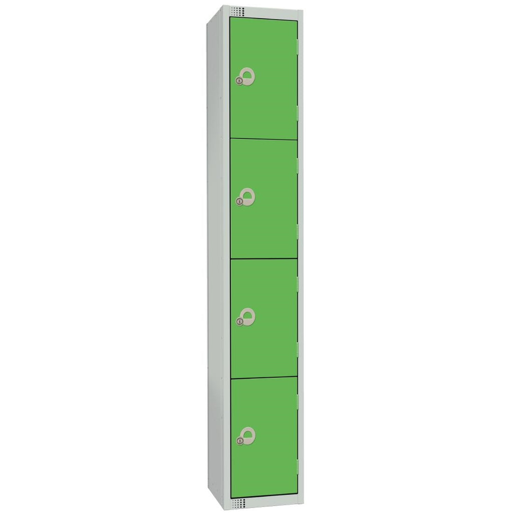 Elite Four Door Coin Return Locker with Sloping Top Green W987-CNS