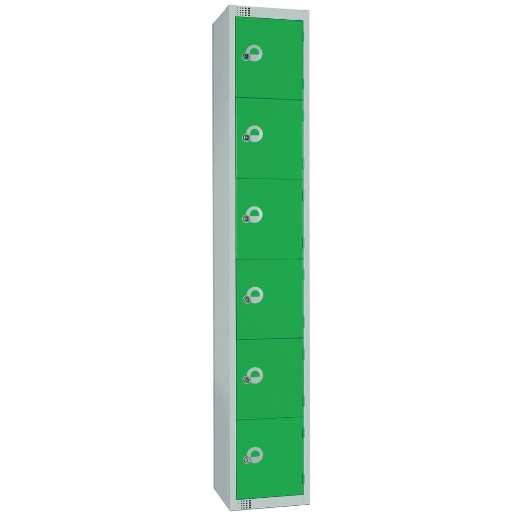 Elite Six Door Manual Combination Locker Locker Green with Sloping Top W988-CLS