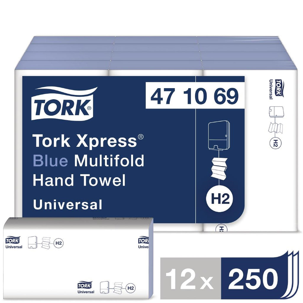 Tork Z Fold Blue Hand Towels 1Ply 250 Sheets (Pack of 12) Y038