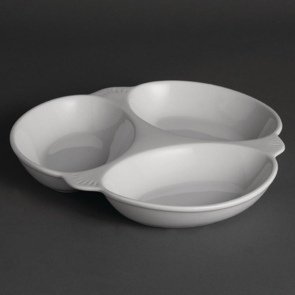Olympia Vegetable Dishes 3 Section 250mm (Pack of 6) Y099