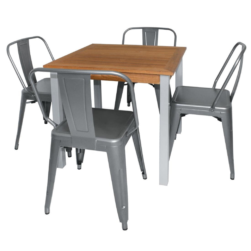 Bolero Wood and Aluminium Square Table 800mm Y821